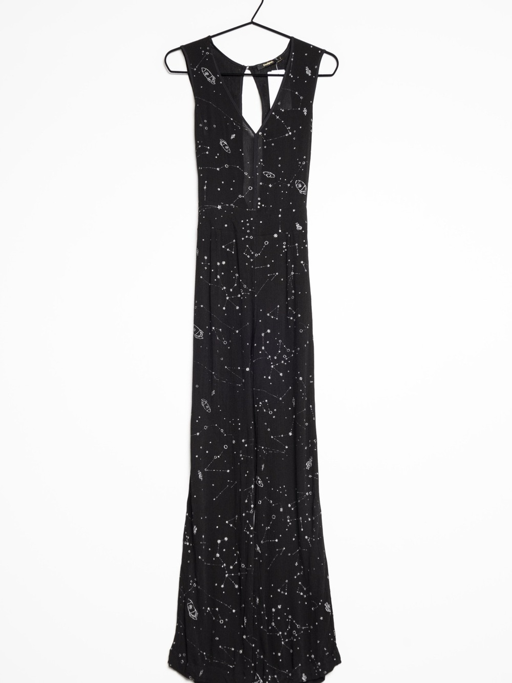 Black Sleeveless Star-Print Jumpsuit